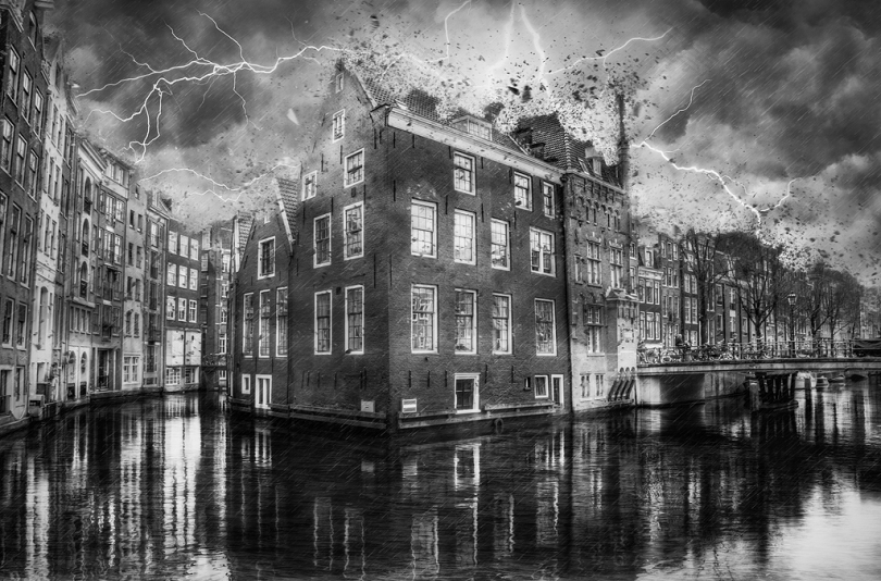 反思运河水街结构风暴天气销毁阿姆斯特丹