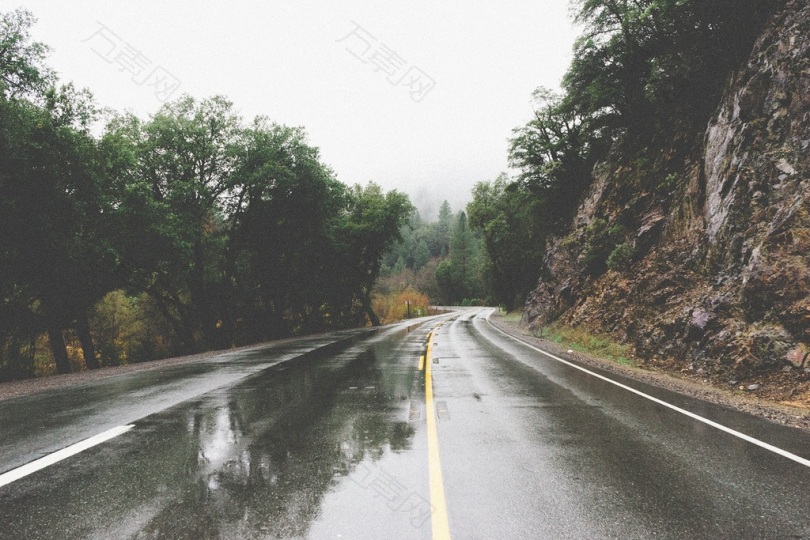 路水洼湿雨农村岩