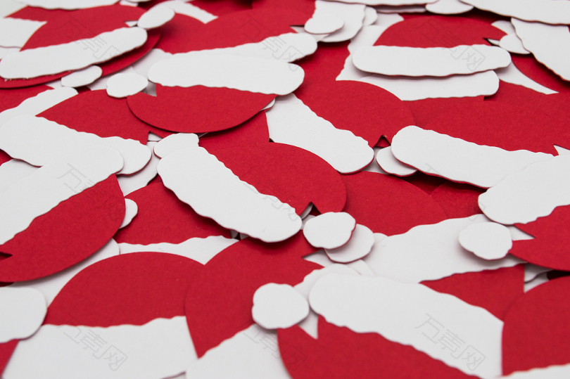 圣诞节圣诞老人帽子工艺品手工制品红色装饰品纸制品艺术节日装饰品12月寒假纸张白色