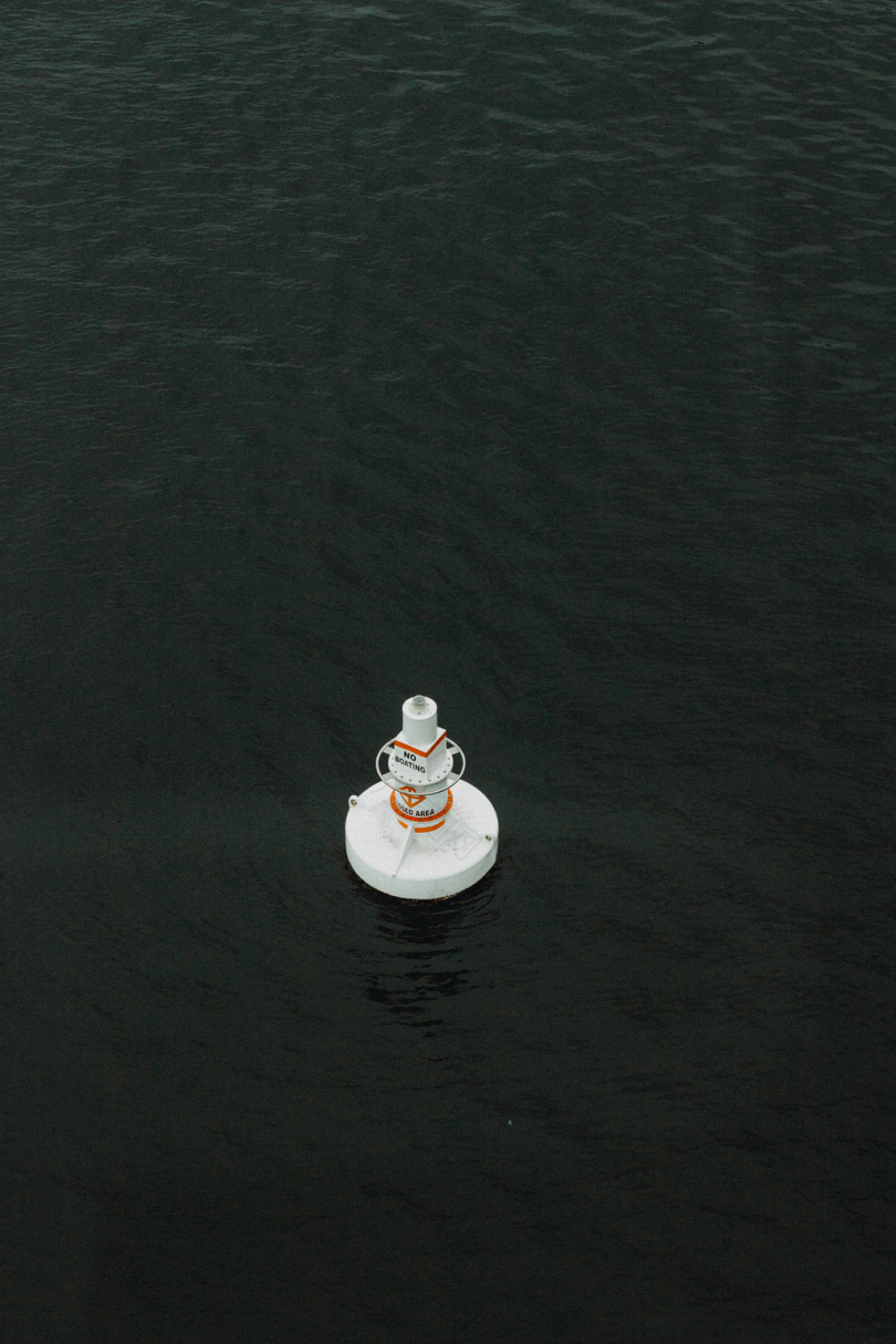 浮在水面上的圆形白色装饰物