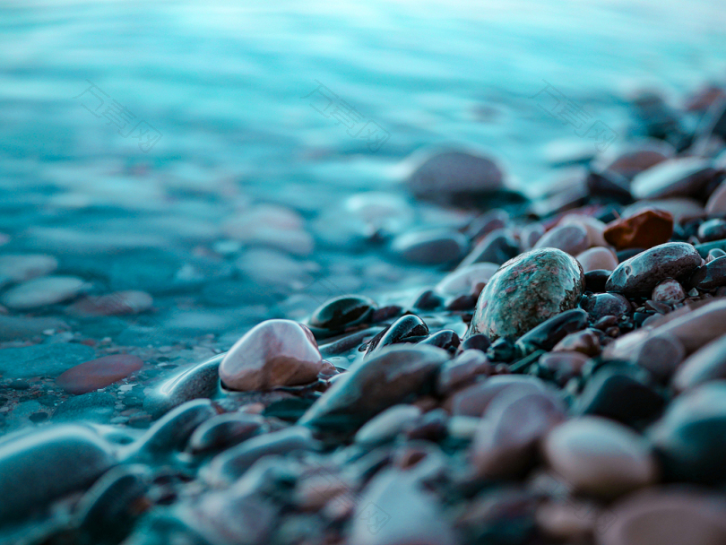 海滩上的褐色石头和黑色石头