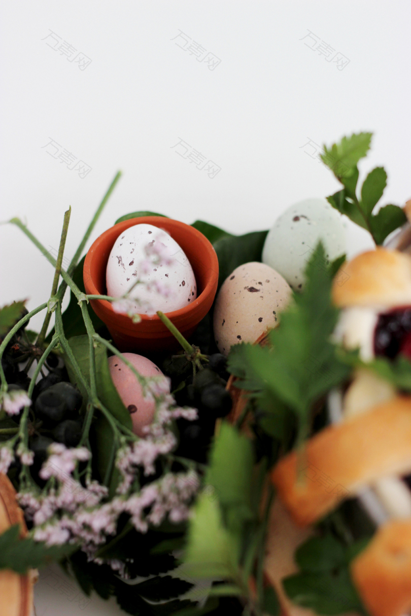 鸡蛋复活节复活节彩蛋春天食物鲜花蕨类巧克力蛋鸟蛋帕森照片馅饼陶罐