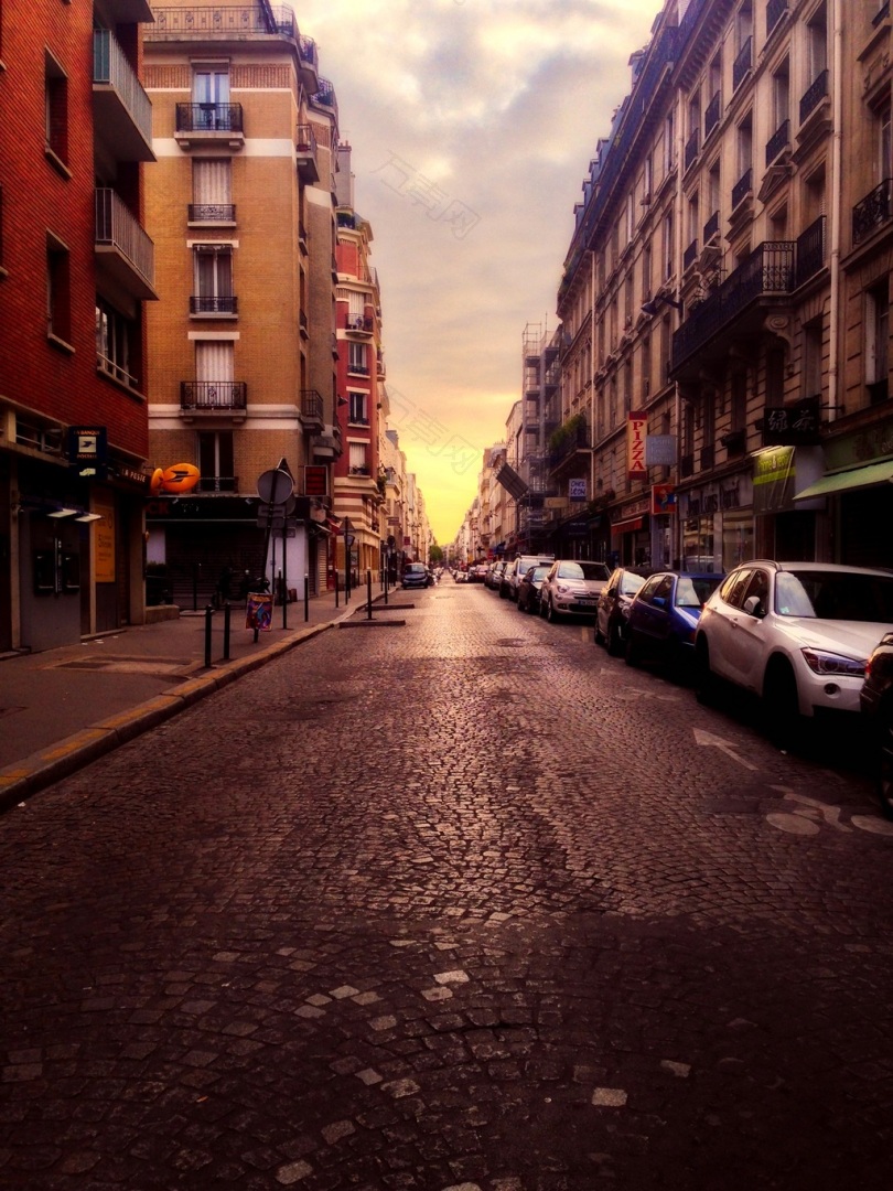 巴黎法国街日落黄昏日出旅游城市建筑物公寓天空云户外