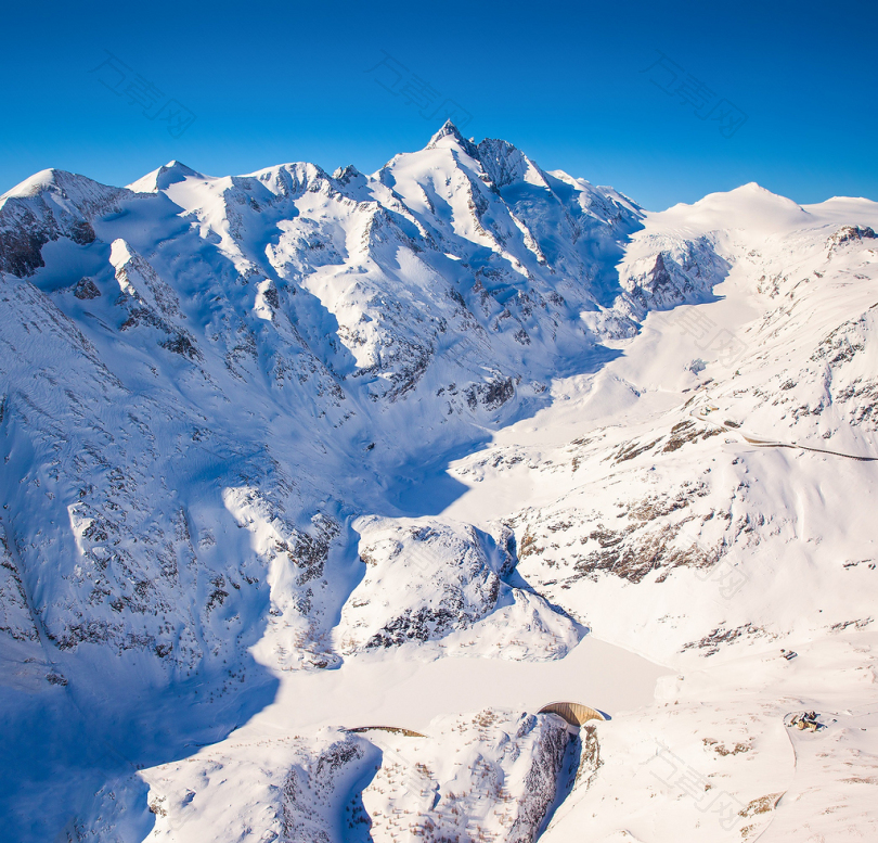 大格洛克纳山奥地利高山高恩山雪山冰川国家公园全景冬天高冷大华