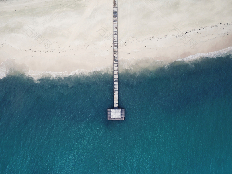 白沙海滩鸟瞰摄影