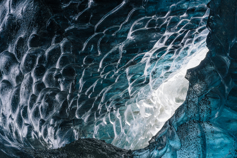 冷冰川冰蓝色冰岛纹理黑色光洞咖啡馆JokulsLon