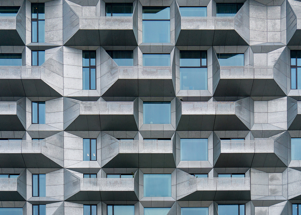建筑图案窗户公寓楼抽象城市混凝土现代设计建筑细节高清壁纸哥本哈根铝钢颜色丹麦