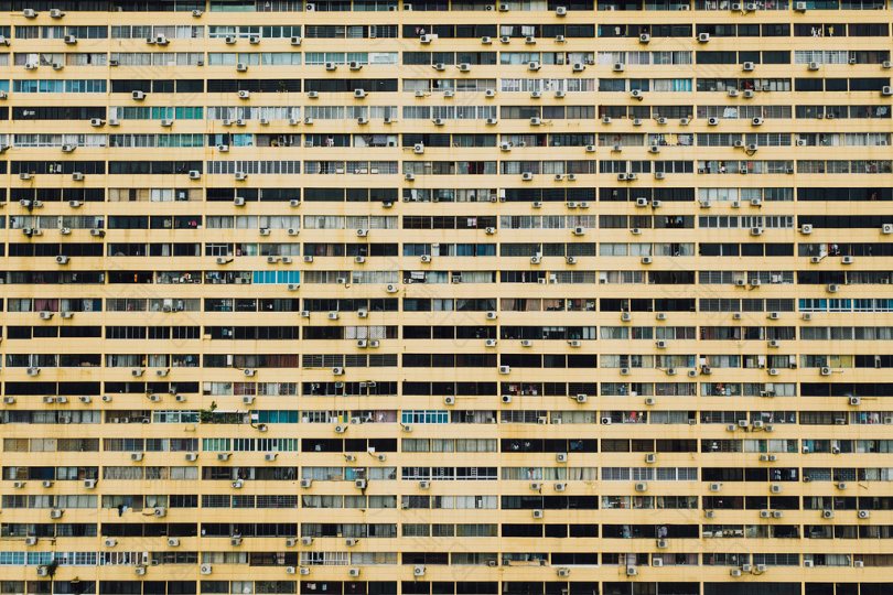 建筑窗户高楼图案重复房屋家居城市阳台生活黄色