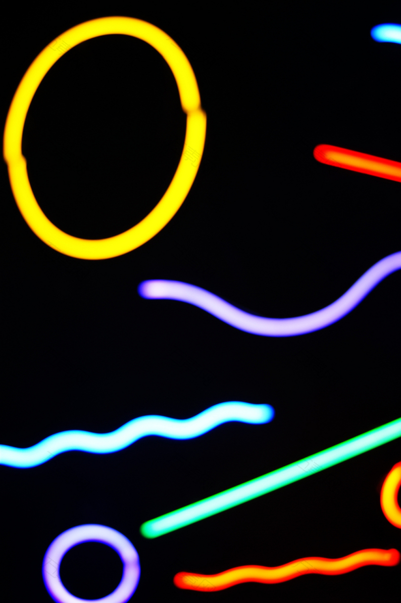 抽象图案形状光线霓虹灯色彩五颜六色黑色曲线圆形黄色紫色蓝色绿色橙色线条里斯本城市