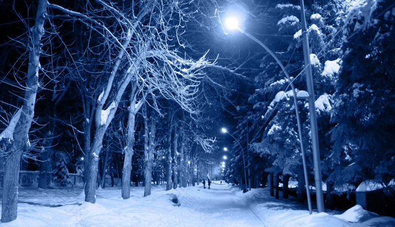 夜雪弗罗斯特冷树木寒冷的城市城市冻结俄罗斯清晨户外夜晚的城市街