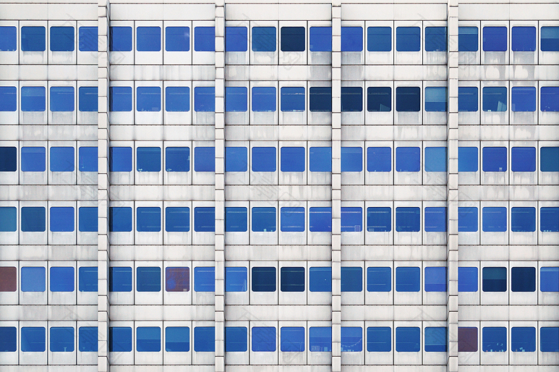 建筑窗户图案蓝色格子结构立面户外抽象重复现代设计城市德国柏林野蛮城市景观