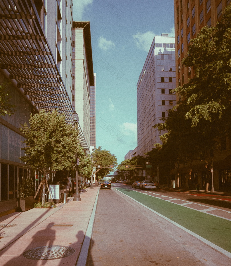 高层建筑道路景观摄影