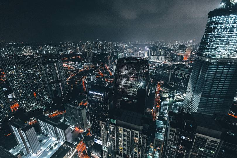 城市建筑夜间摄影