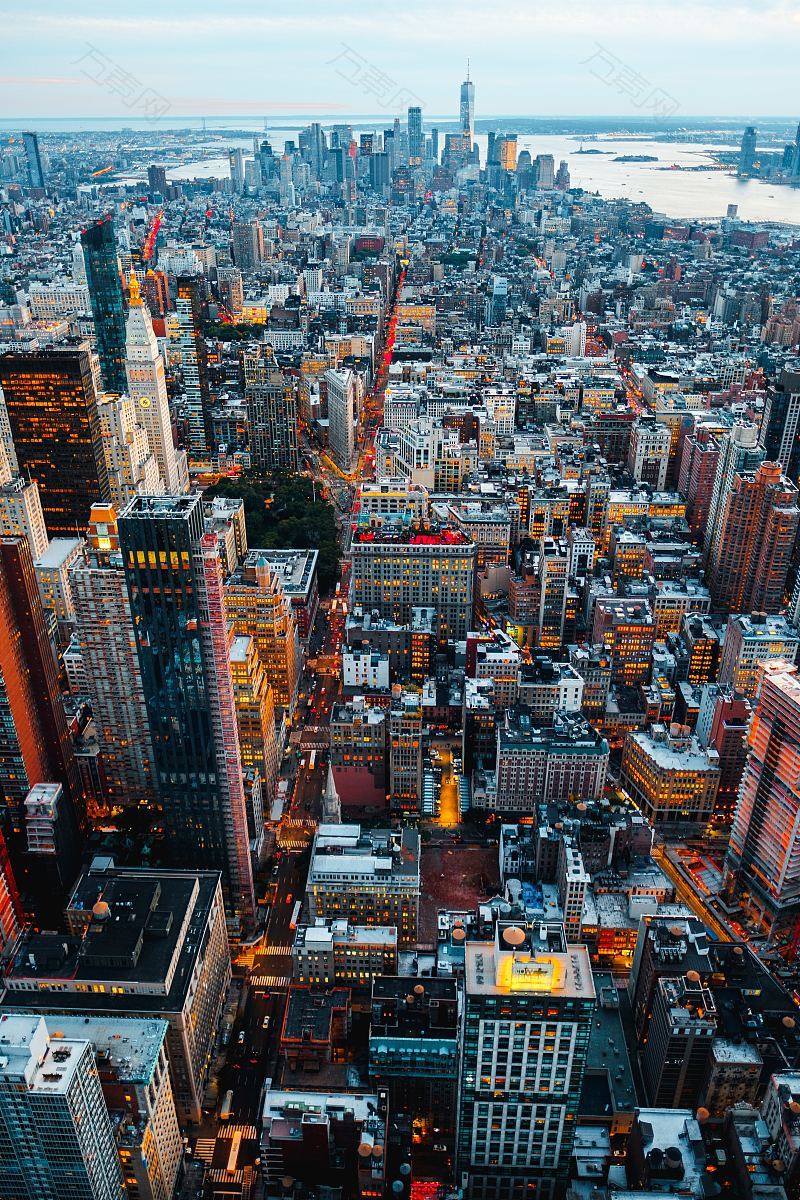 曼哈顿中城区和市中心鸟瞰