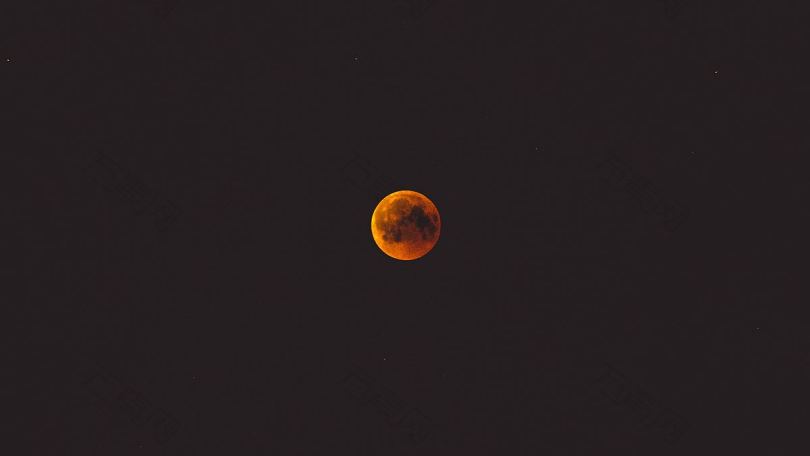 月亮满月月光和橙色的月亮