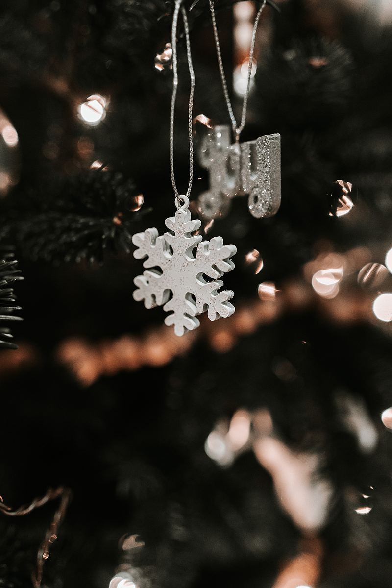 装饰雪花情绪化和圣诞树