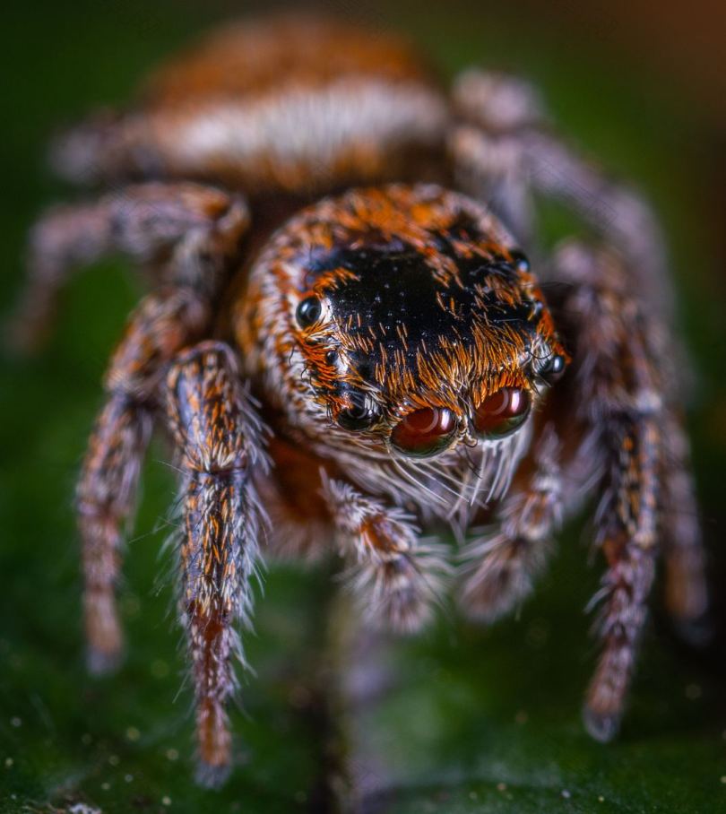 蜘蛛眼睛头发和脸