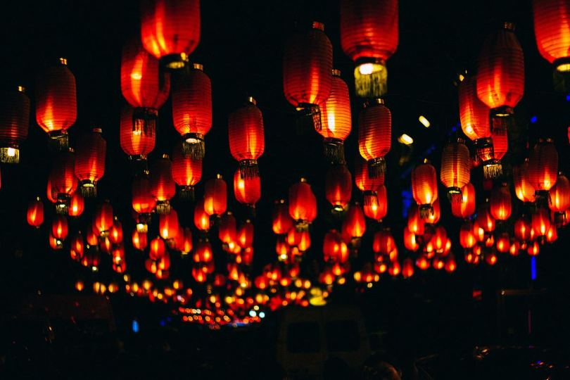 中国夜间的灯笼
