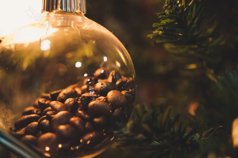 咖啡豆咖啡泡泡和圣诞高清