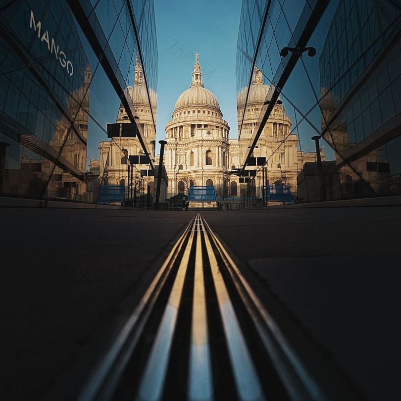伦敦圣保罗大教堂的清晨景色